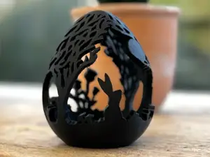 Moon Gazing Hare Silhouette Egg