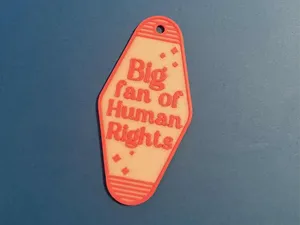 Retro Big Fan of Human Rights v1 keychain