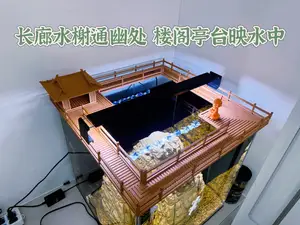 国风长廊水榭鱼缸造景