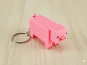 Minecraft Pig Keychain – Cute Mini Mob