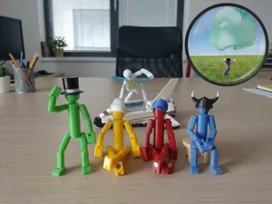 Blank Articulated Stickman Figurine (w Magnets)
