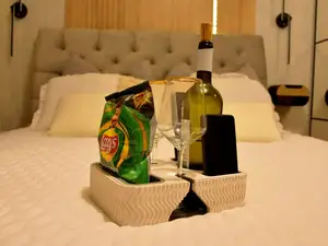 Ultimate Bed & Sofa Caddy | Wine, Snacks