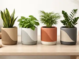 Modern Japandi V2 wave plant pot with drainage