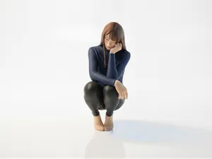 Beautiful Girl Squatting Figurine Female