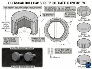 Bolt Caps: Custom Ribbed/Hex/Round Styles Snap-Fit