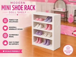 Modern Mini Shoe Rack | Doll Shelf
