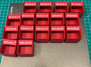 Gridfinity Bins For Heat-Set Threaded Inserts