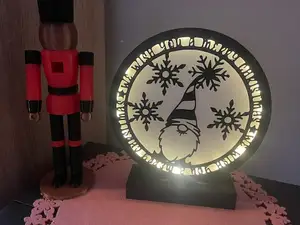 Christmas Snow Globe LED Lamp Gnome We wish you