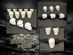 Gothic Skull Paracord Beads - 5mm Hole - 3 Styles 