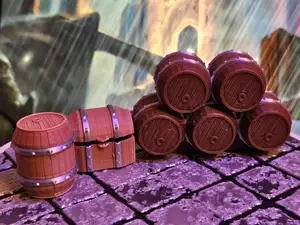 D&D Wooden Chest and Barrel Scatter Terrain