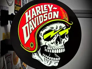 HARLEY-DAVIDSON RACING ~ 2-Sided Round Lightbox