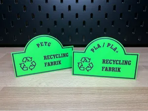 PLA/PETG Sortierschilder – Recycling statt Tonne