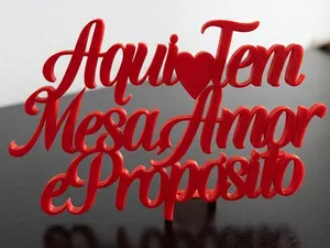 Placa Decorativa "Aqui Tem Mesa Amor Propósito"