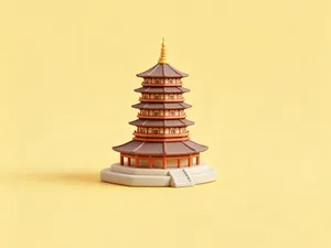 雷峰塔-中国特色古代建筑模型-微缩模型儿童过家家涂色玩具