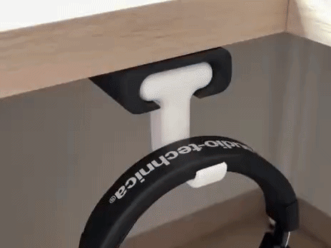 Sliding Headphone Mount for Desk (Glue or Screw)
