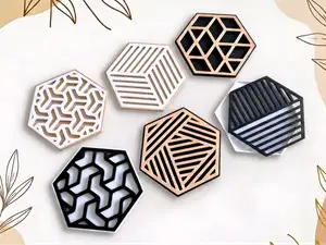 Modern Coasters Set with Drip Trays & Holder