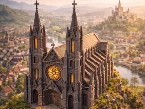 Gotische Kathedrale mit Doppelturm