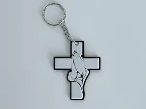 Praying Hands Cross Keychain
