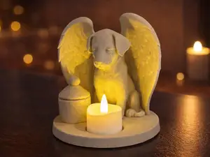 Angel Dog Memorial Urn & Tealight In Loving Memory