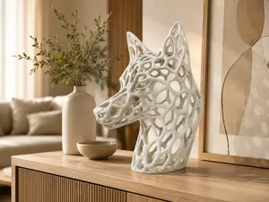 Voronoi Fox Head Statue – Modern Animal Decor