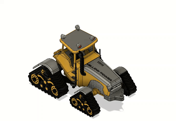 Yellow Industrial Tractor With Movements