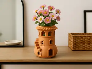 Tower House Vase Whimsical Fairy Home Flower Vase