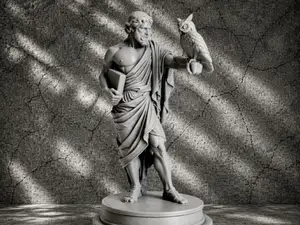 Ancient Greek Philosopher with Owl Statue | Wisdom