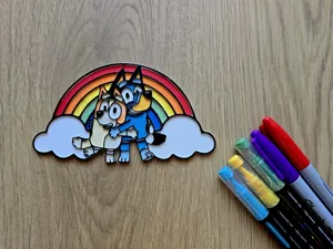 Bluey Bingo Rainbow Cloud DIY Coloring Craft