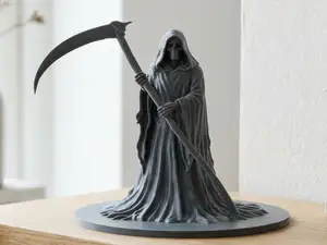Grim Reaper Bust with Scythe - Dark Fantasy Decor