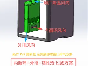 拓竹 P2s 内循环腔室保温外循环排风风道+过滤系统方案 排气排风