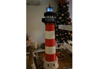 Lighthouse Leuchtturm Solar LED 100cm Meer Sea red