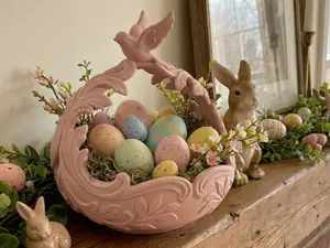 Easter Bird Basket Decor | Spring Egg Centerpiece