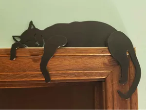 Cat napping on door frame