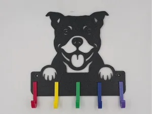 Dog Leash & Collar Holder, Staffordshire bull terr