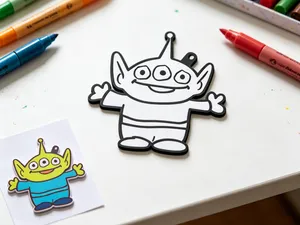 三眼仔涂色画挂件-DIY涂鸦填色手工卡-儿童涂色画画玩具