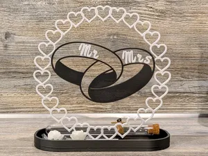 Mr & Mrs Wedding Ring Display Heart Frame & Tray