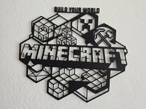 Minecraft Wanddeko / Schild – "Build Your World"