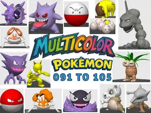 Multicolor Pokemon 091 to 105 (Gen 1)