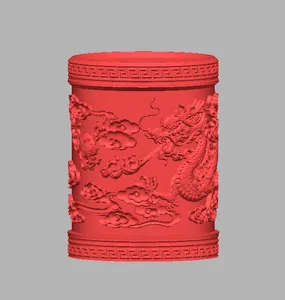 中国龙浮雕笔筒_修复
