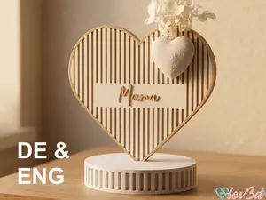 Boho Slat Heart Flower Stand - Mama / Mom / Mum