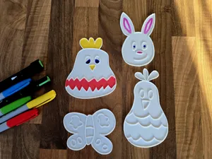 Easter Cute Chicken Egg Bunny Rabbit Hand Drawn