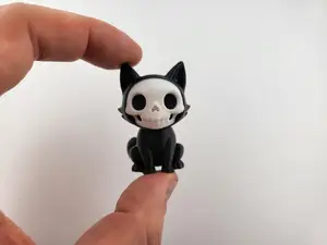 Skeleton Cat Sitting Grim Reaper Printed Figurine