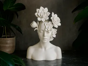 Flower Head Sculpture – Bust with Blooming Flowers