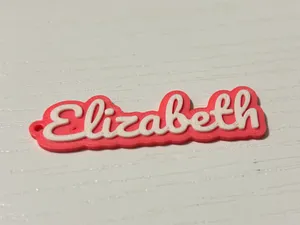 elizabeth 3d printed name keychain personalized