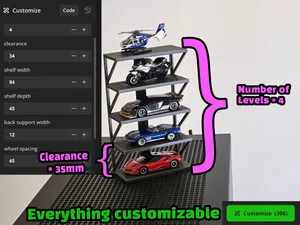 Custom Diecast Garage Rack Stand Lite Shelf /64