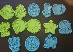 mario cookie cutter and stamp, set of 13