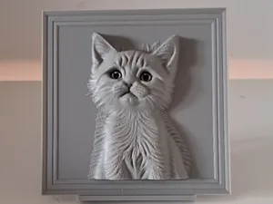 Charming 3D printed cat portrait