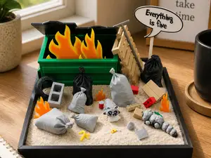 Office Desk Chaos Diorama | Dumpster Fire