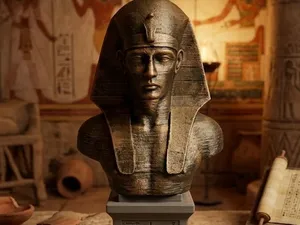 Busto Faraone antico Egitto.