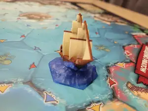 Ship Instabil sailing over a wave